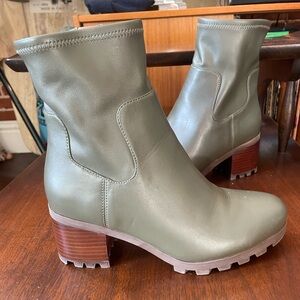 Vionic Shoes Ronan Olive Block Heel Bootie